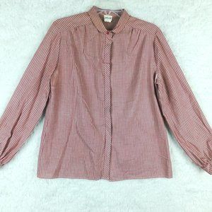 Vintage Terry Chicago Womens Shirt‎ Button Up Peter Pan Pink Bengal Stripe 12